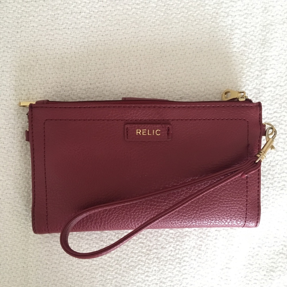 Red leather relic wallet and crossbody